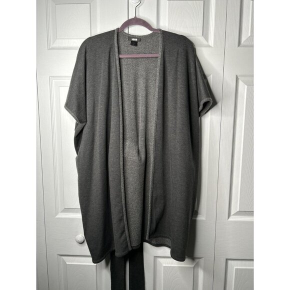 Josie Natori Anthracite Grey Short Sleeve Brushed Wrap Cardigan Women's X-Small - Picture 8 of 8